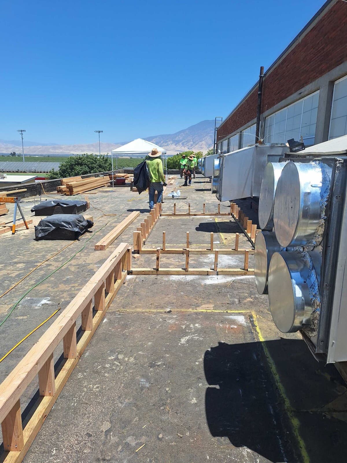 Interior construction work at Arvin High School while the campus stays in use